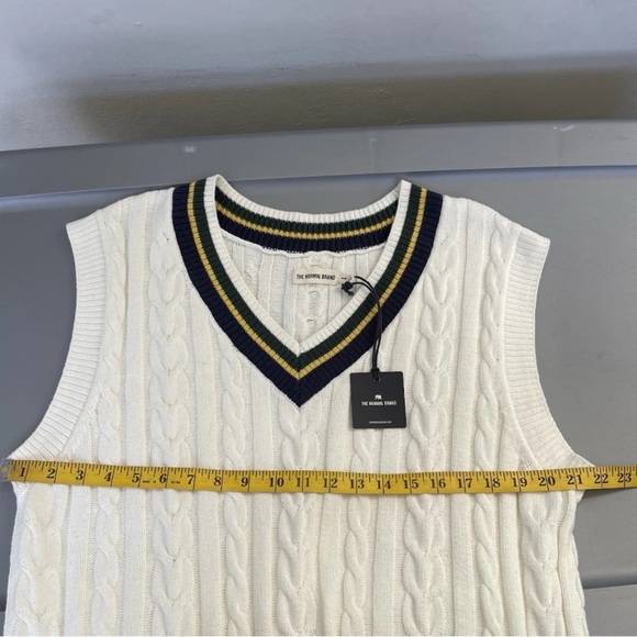 The Normal Brand Victoria V-Neck Cable Knit Sweater Dress Ivory NWT Large Preppy - Picture 9 of 14